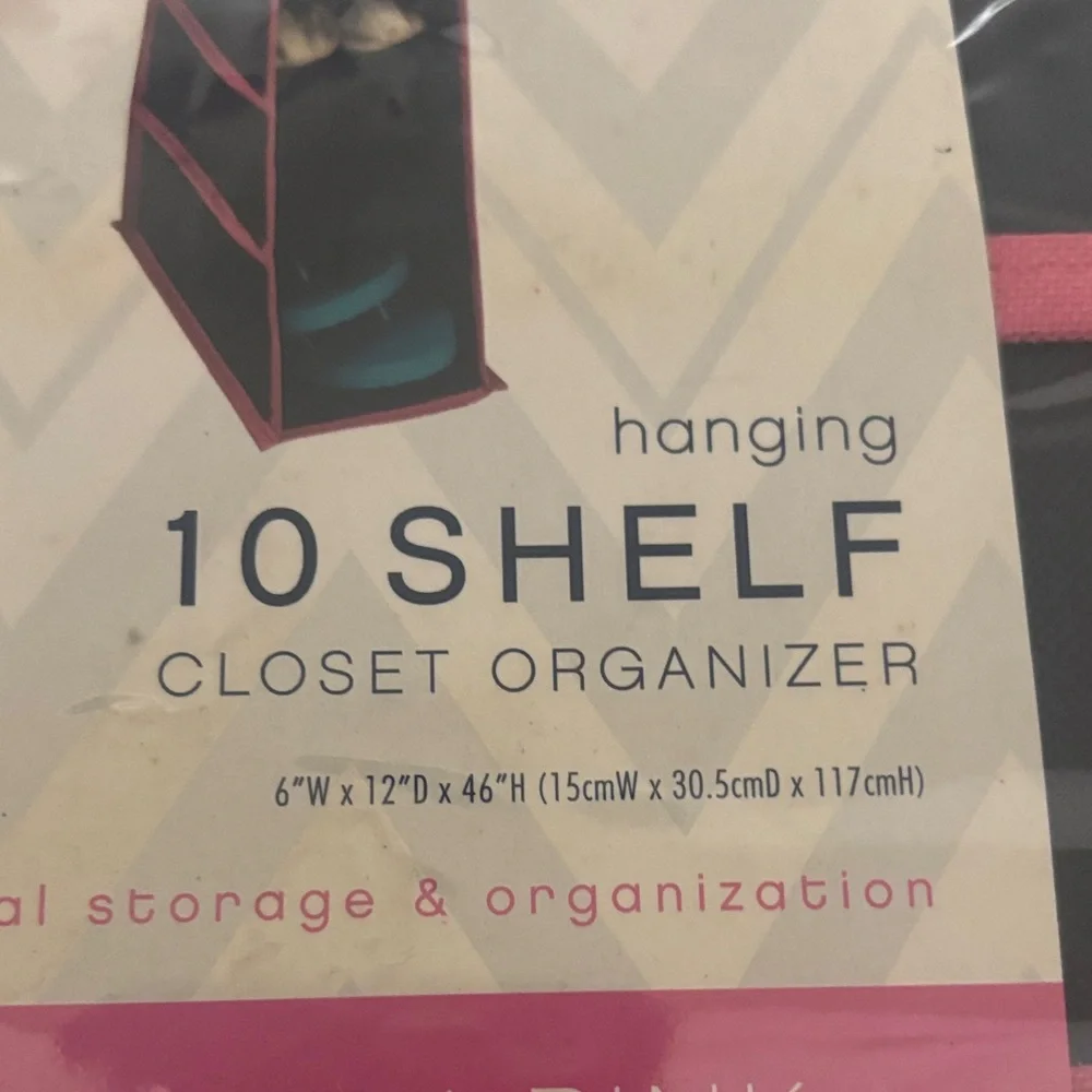 Macbeth Collection by Margaret Josephs Pink and Black Hanging Closet Organizer